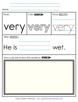 Worksheet 3: Very Sight Words Individual Worksheet