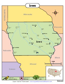 Map of Iowa State Maps Worksheet