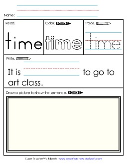 Time (Sight Word) Free Sight Words Individual Worksheet