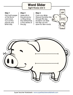 Word Slider (Unit 3) Sight Words Worksheet