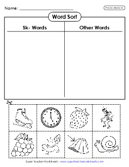 Word Sort (Cut-and-Glue) Phonics Blends Worksheet