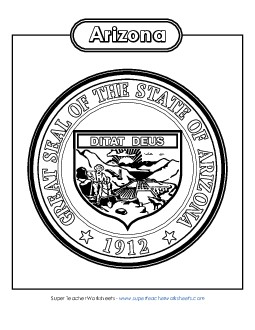 Arizona State Seal (Black & White) States Individual Worksheet