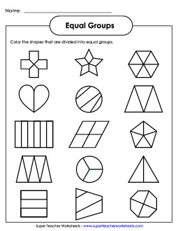 Equal Parts #2 Fractions Worksheet