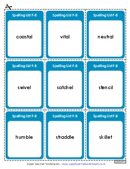 Flashcards (F-8) Spelling F Worksheet