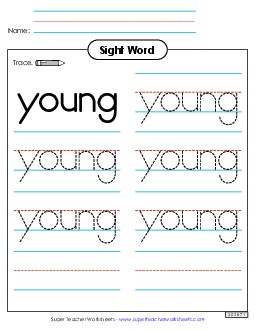 Trace the Word: Young Sight Words Individual Worksheet