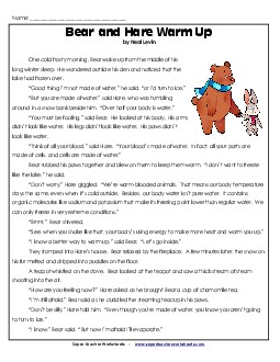 Bear and Hare Warm Up (Fiction)  4th Grade Reading Comprehension Worksheet