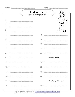 Spelling Test (E-18) Spelling E Worksheet