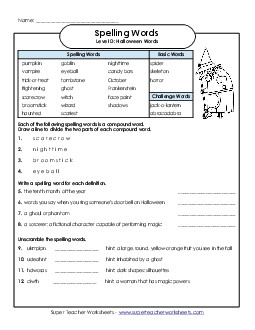 Spelling Question Worksheet (D-Halloween)  Spelling D Worksheet