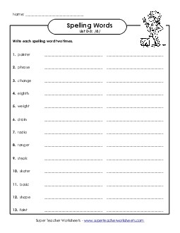 Write Twice (D-3) Spelling D Worksheet