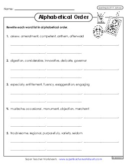 Alphabetical Order Worksheet (F-9) Free Spelling F Worksheet