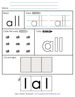 Worksheet 2: All Sight Words Individual Worksheet