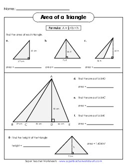 Areas of Triangles Practice (Intermediate) Worksheet