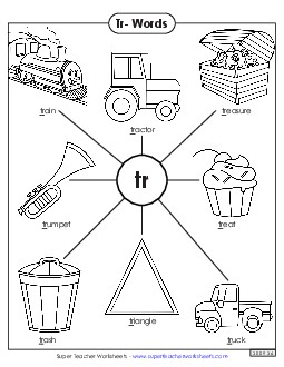 Anchor Chart (Tr- Words) Phonics Blends Worksheet