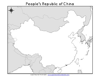 China Map (Blank #2) Maps Worksheet