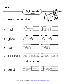 Trace Twice (Unit 30) Sight Words Worksheet