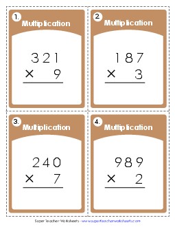 Multiplication: 3-Digit by 1-Digit Worksheet