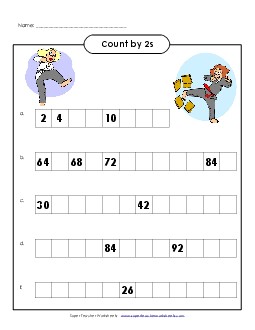 Karate: Count by 2s Counting Worksheet