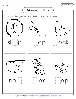 Missing Letters (Short O) Phonics Long Short O Worksheet