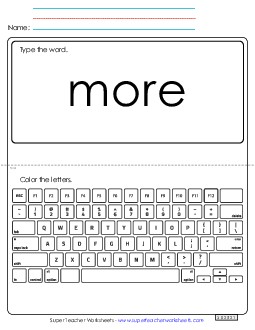 Type the Word: More Sight Words Individual Worksheet