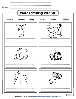 Writing Words That Start with Str- Phonics Blends Worksheet