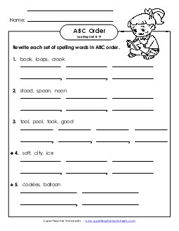 ABC Order - Word Sets (B-19) Spelling B Worksheet