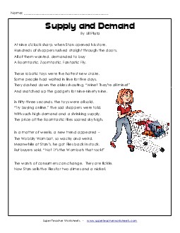 Supply and Demand (Poem)  Poems Worksheet