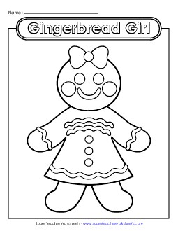 Gingerbread Girl Christmas Worksheet