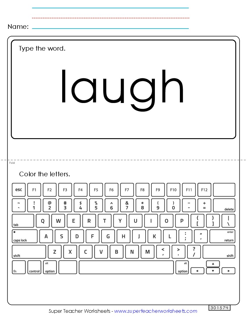 Type the Word: Laugh Sight Words Individual Worksheet