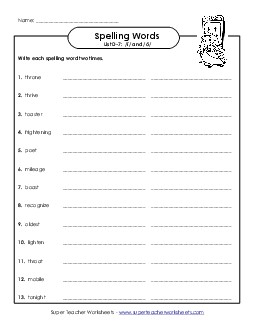 Write Twice (D-7) Spelling D Worksheet