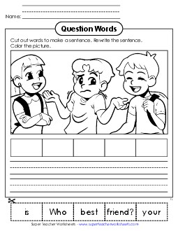 New Cut-Out Sentence: Who Worksheet