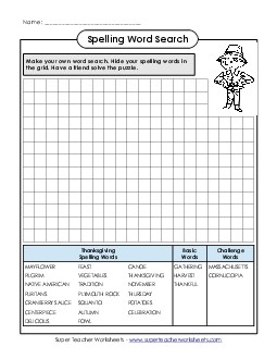 Make-a-Search Spelling E Worksheet