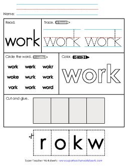 Worksheet 2: Work Sight Words Individual Worksheet