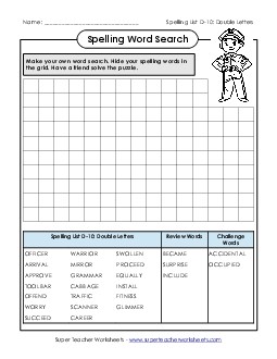 Make-a-Search (D-10) Spelling D Worksheet