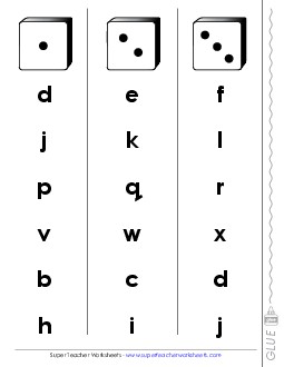 Fluency Dice Game (Lowercase) Alphabet Worksheet