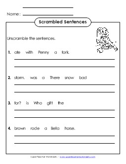 Scrambled Sentences (A-28) Spelling A Worksheet