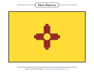 New Mexico State Flag (Full-Color Version) States Individual Worksheet