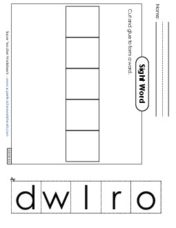 Large Cut-and-Glue: World Sight Words Individual Worksheet