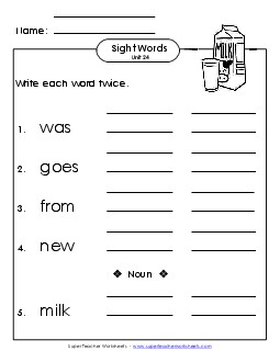 Write Twice (Unit 24) Sight Words Worksheet