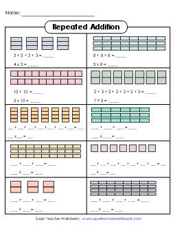 Multiplication as Repeated Addition: Boxes Worksheet