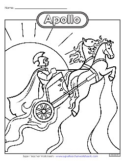 Coloring Page: Apollo Greek Mythology Worksheet