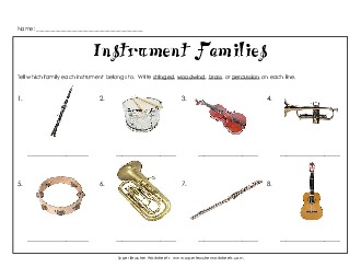 Instrument Groups Music Worksheet