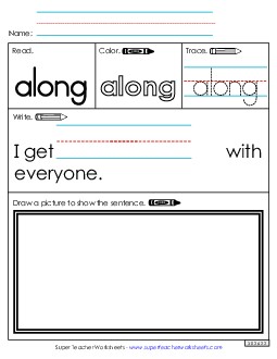 Worksheet 3: Along Sight Words Individual Worksheet