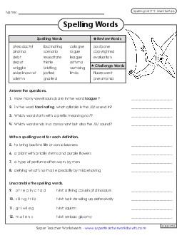 Question Worksheet (F-4) Spelling F Worksheet