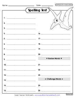 Spelling Test (F-4) Spelling F Worksheet