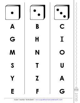 Fluency Dice Game (Uppercase) Alphabet Worksheet