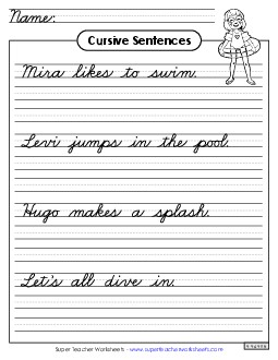 Cursive Sentences Worksheet