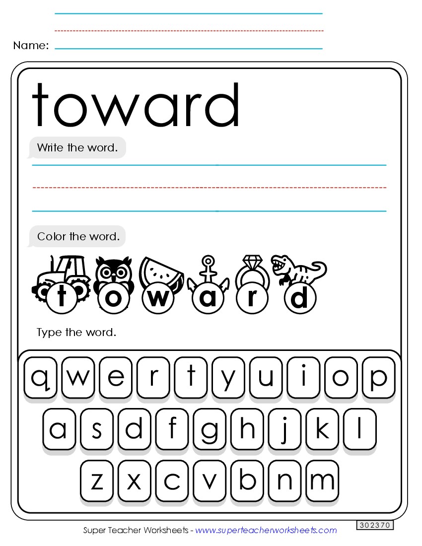 Write, Color, Type: Toward Sight Words Individual Worksheet