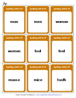 Flashcards (B-29) Spelling B Worksheet