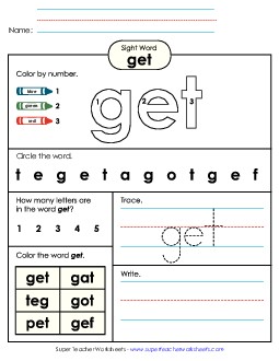 Worksheet 4: Get Sight Words Individual Worksheet