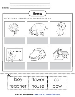 Noun Cut & Paste (Basic)  Nouns Worksheet